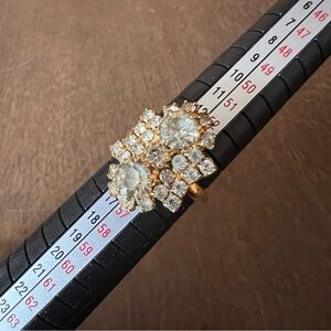 Fashion Cocktail Ring Gold Tone Clear Rhinestone Cluster Roughly Size 7